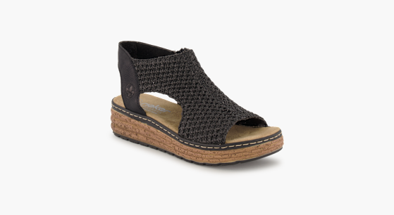 Rieker Antistress - Sandalo da donna in pelle nera